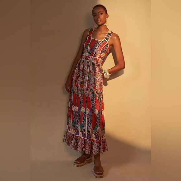 Anthropologie Square Neck Maxi Dress Size 12 - Picture 1 of 13